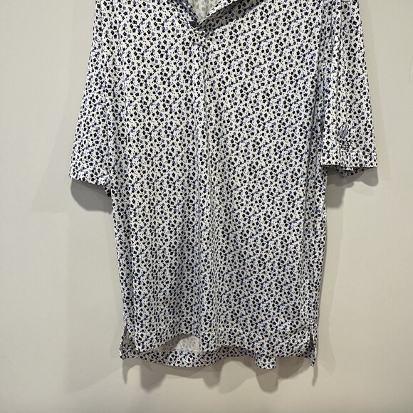 Footjoy Golf Polo Shirt Mens Floral Blue White Button XL FJ Hockley Valley Club - Picture 4 of 7